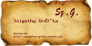 Szigethy Gréta névjegykártya